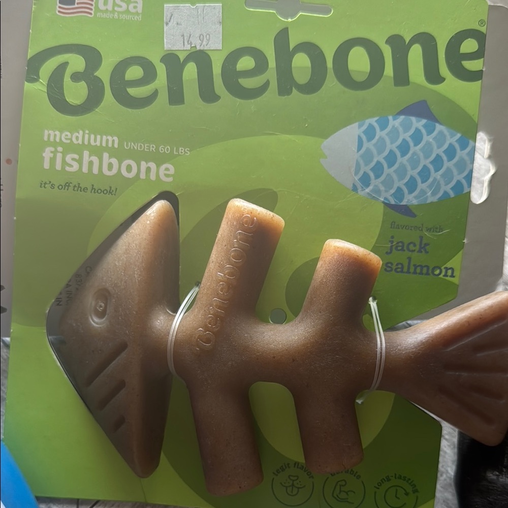 Fishbone Dog Chew Toy - Tan